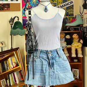 Baby blue ribbed fitted bodysuit tank top